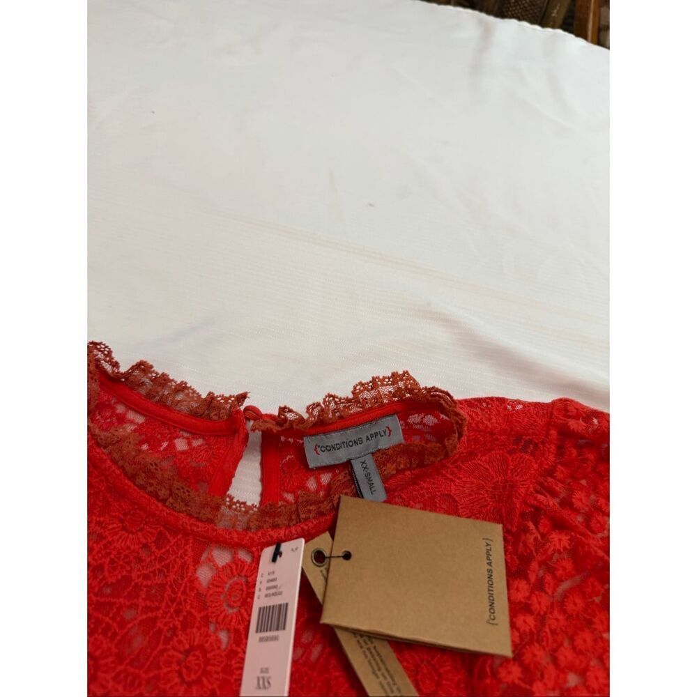 NWT Anthropologie Conditions Apply Red Rouge Eyelet Embroidered Top Size XXS New - Picture 6 of 9